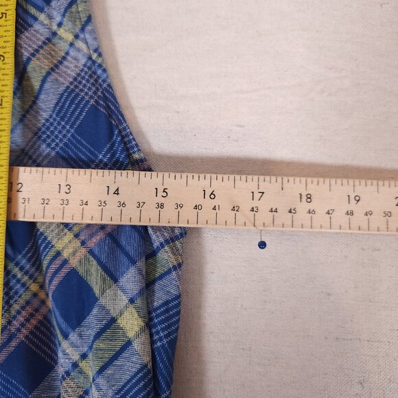 J Jill Sleeveless Midi Dress Womens Small Plaid Buttons Pockets Blue Yellow - Picture 5 of 14